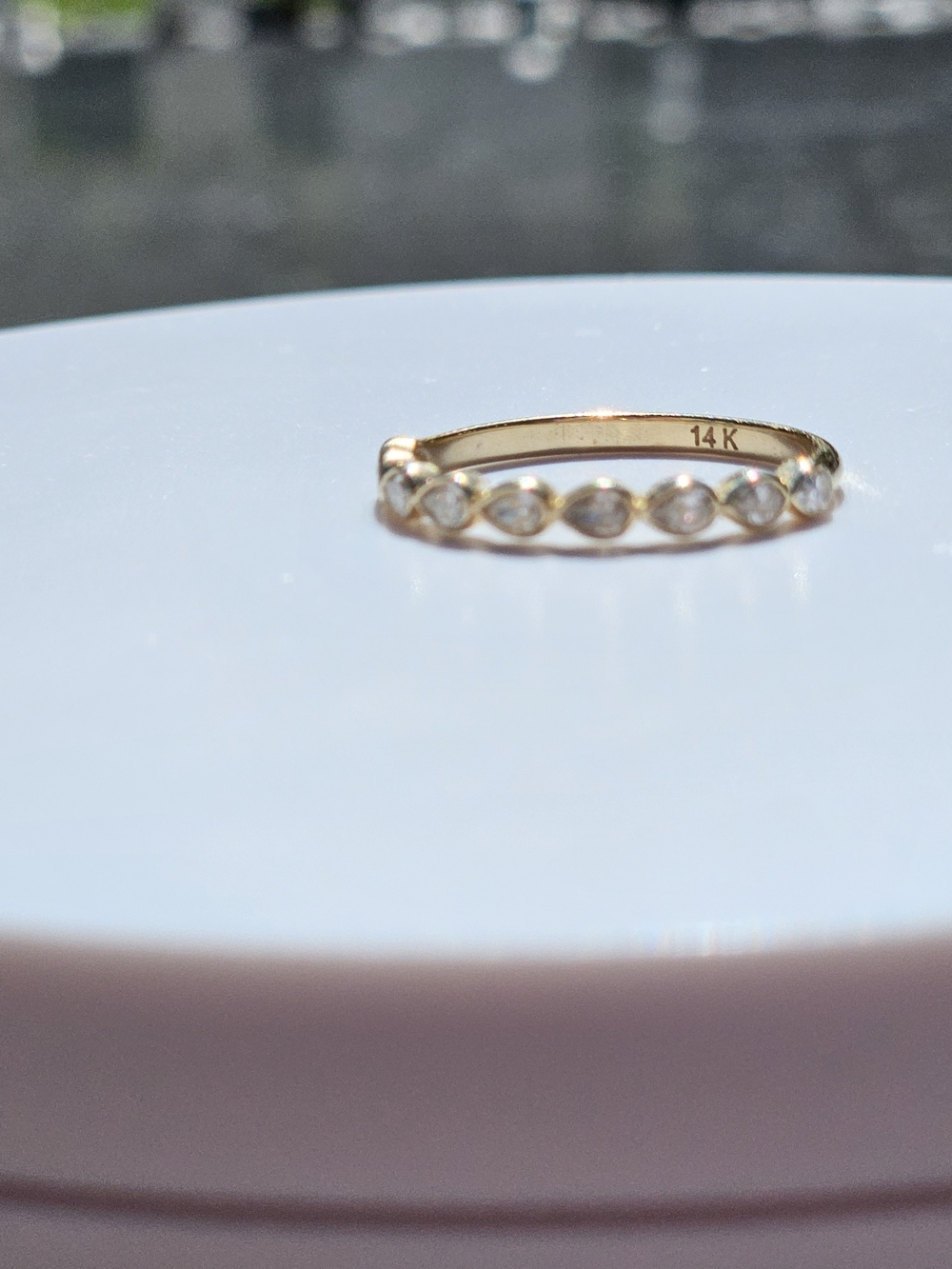 Yellow Gold (14K) Pear Cut Natural Diamond Wedding Band - Picture 11 of 13